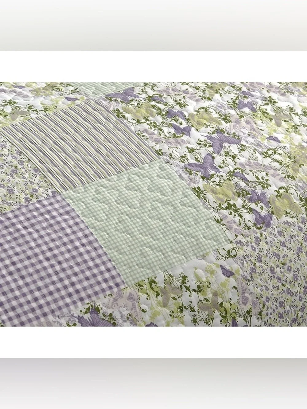 Floral Patchwork king 3 piece Quilt Set - Lavender & Sage